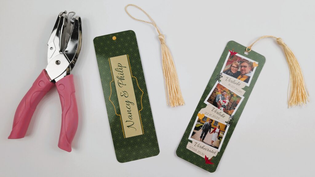 Kleines Danke-Geschenk zur Hochzeit: Ein Lesezeichen mit Hochzeitsfotos