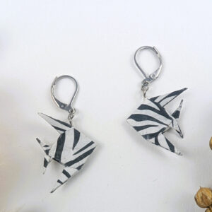 Origami Ohrringe Fische Schwarz