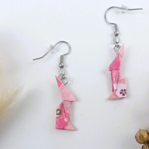 Origami Ohrringe Hase Pink