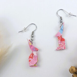 Origami Ohrringe Hase Pink