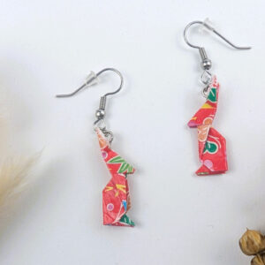 Origami Ohrringe Hase Rot
