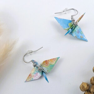 Origami Ohrringe Kraniche Blau