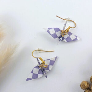 Origami Ohrringe Kraniche Lila