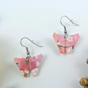 Origami Ohrringe Schmetterlinge Pink